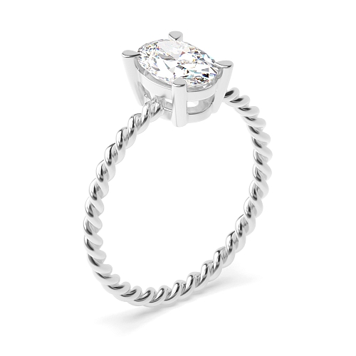 4 Prong Oval Rope Band Lab Grown Diamond Solitaire Engagement Ring