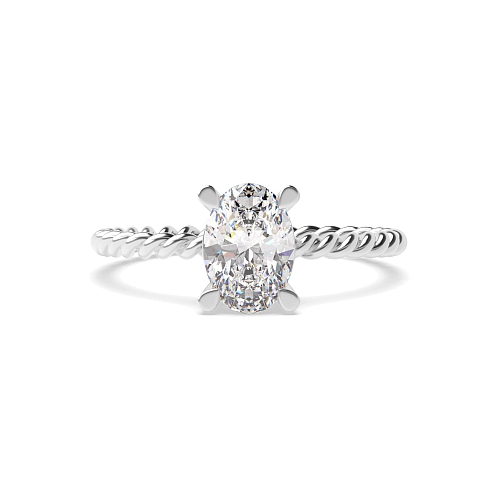 4 Prong Oval Rope Band Lab Grown Diamond Solitaire Engagement Ring