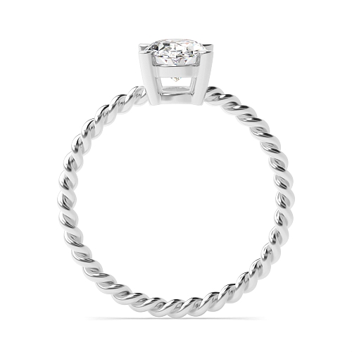 4 Prong Oval Rope Band Lab Grown Diamond Solitaire Engagement Ring