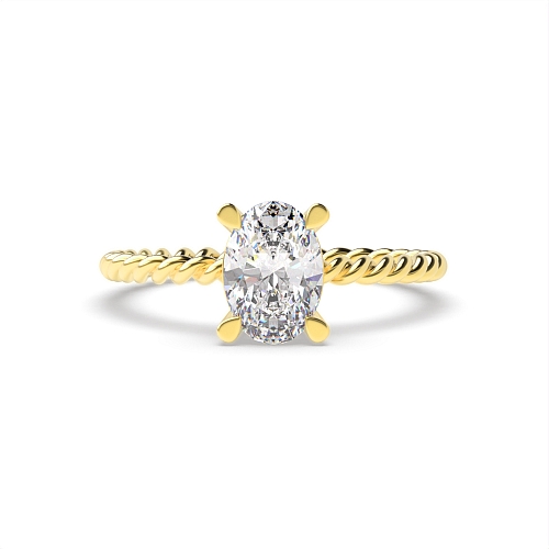 Oval Yellow Gold Rope band Engagement Rings