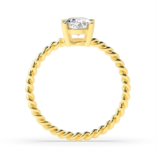 Oval Yellow Gold Rope band Engagement Rings