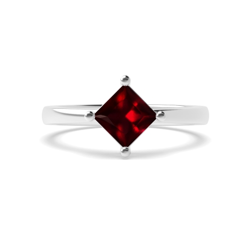 Princess N-W-E-S Ruby Solitaire Engagement Ring