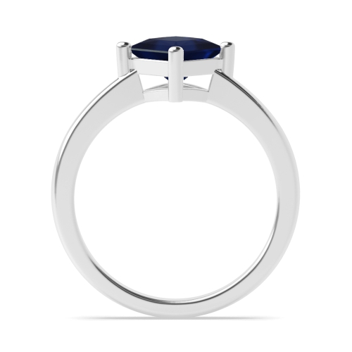 4 Prong Princess N-W-E-S Blue Sapphire Solitaire Diamond Ring