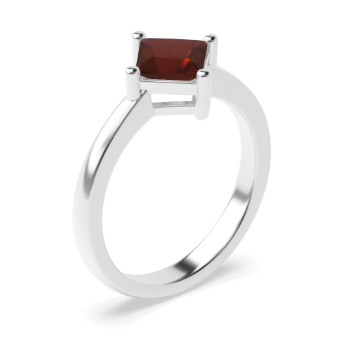 4 Prong Princess N-W-E-S Garnet Solitaire Diamond Ring