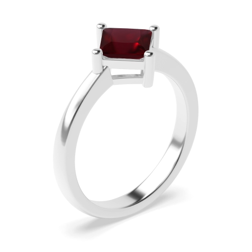 4 Prong Princess N-W-E-S Ruby Solitaire Engagement Ring