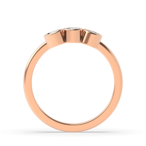 Bezel Setting Round Rose Gold Minimalist Trilogy Engagement Rings