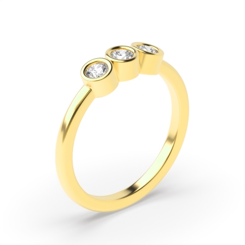 Bezel Setting Round Yellow Gold Minimalist Engagement Rings