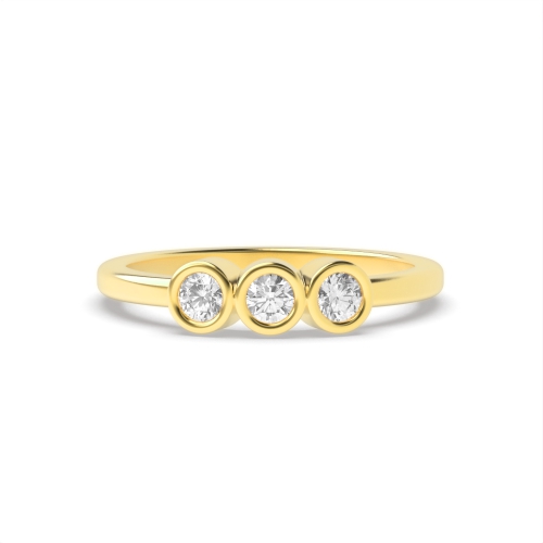 Bezel Setting Round Yellow Gold Minimalist Engagement Rings