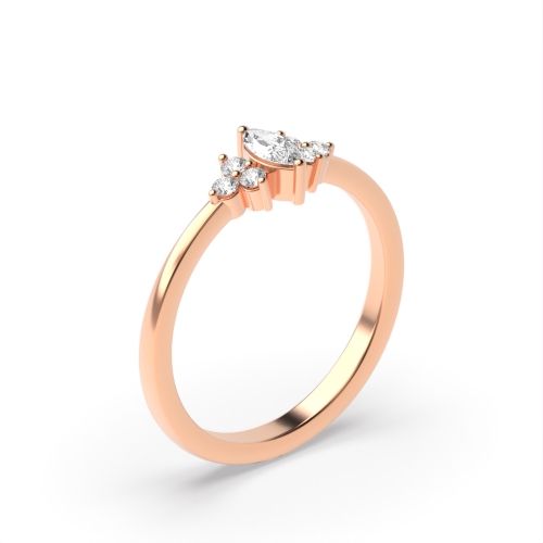 Marquise And Round 4 Prong Designer Cluster Diamond Ring