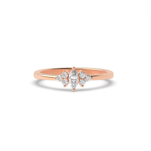 4 Prong Marquise Rose Gold Cluster Diamond Ring