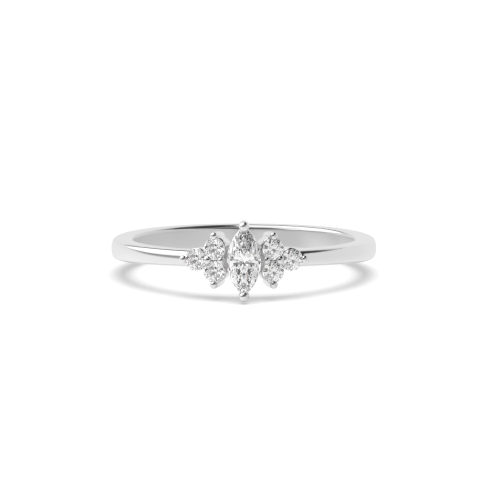 4 Prong Marquise Enigma Moissanite Cluster Diamond Ring