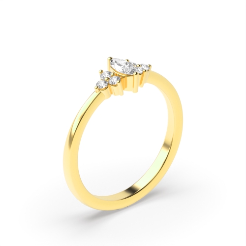 Marquise And Round 4 Prong Designer Cluster Diamond Ring