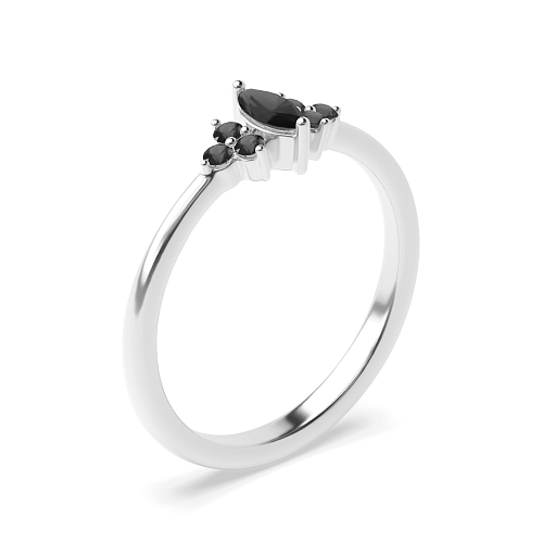 Marquise Delicate Black Diamond Minimalist Engagement Rings
