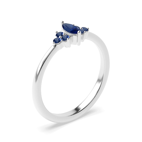 Marquise Delicate Blue Sapphire Minimalist Engagement Rings