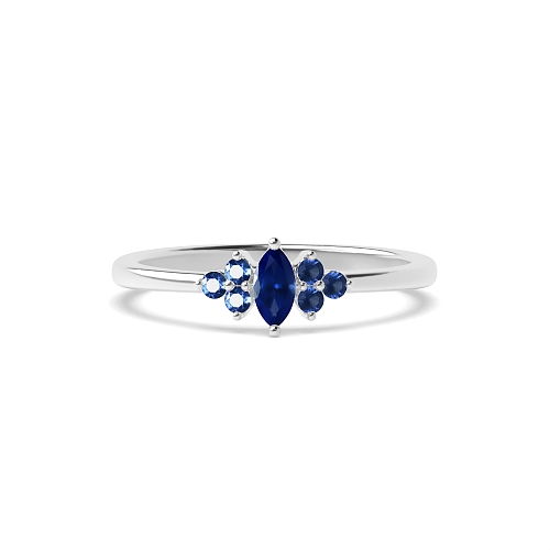 Marquise Delicate Blue Sapphire Minimalist Engagement Rings