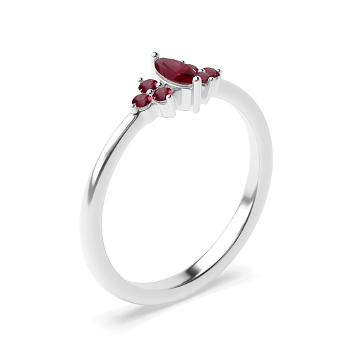 Marquise Delicate Ruby Promise Engagement Rings