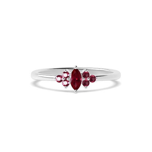 Marquise Delicate Ruby Promise Engagement Rings