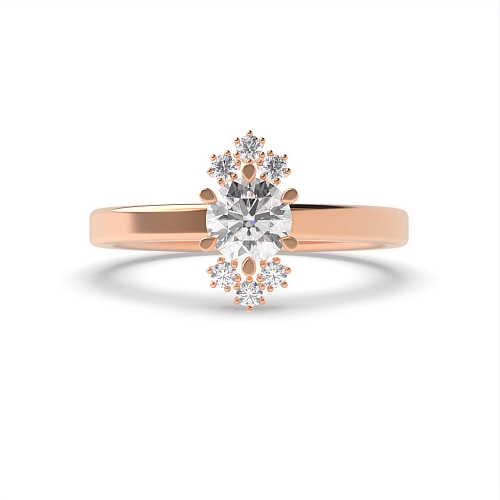 Pave Setting Round Rose Gold Minimalist Engagement Rings