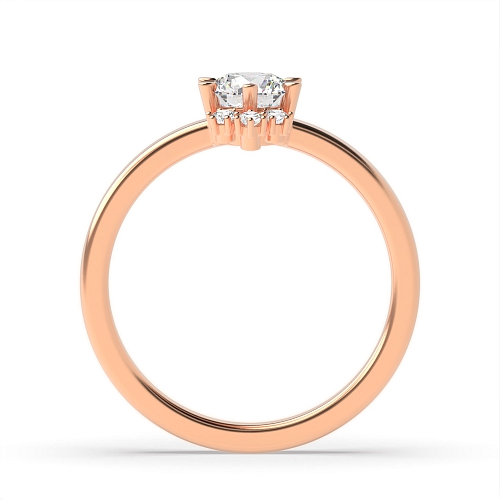 Pave Setting Round Rose Gold Minimalist Engagement Rings