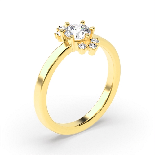 Pave Setting Round Yellow Gold Engagement Rings
