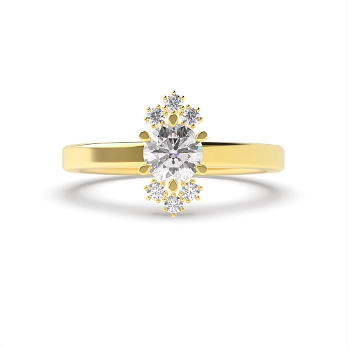Pave Setting Round Yellow Gold Engagement Rings
