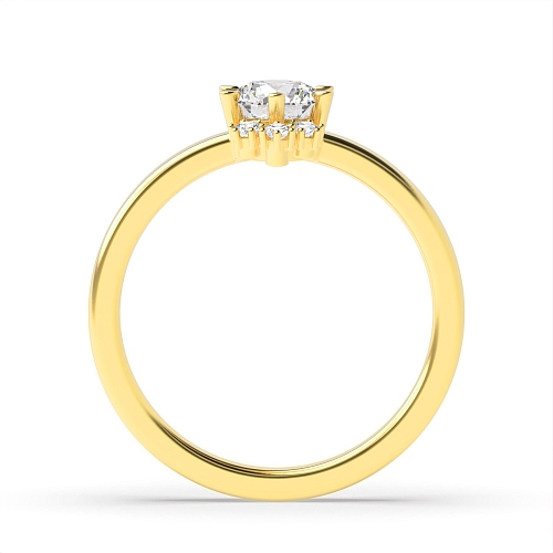Pave Setting Round Yellow Gold Engagement Rings