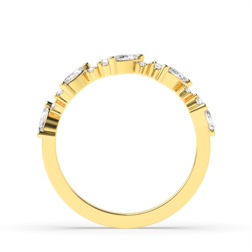 4 Prong Marquise Yellow Gold Half Eternity Diamond Ring