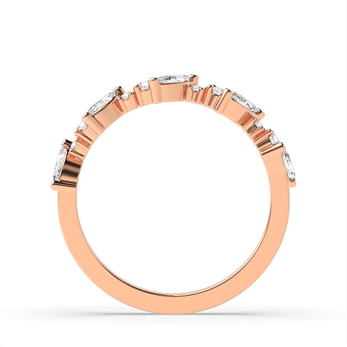 4 Prong Marquise Rose Gold Mixed cut Eternity Diamond Rings