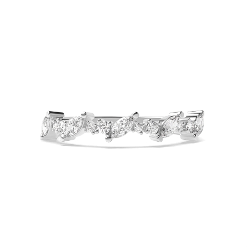 4 Prong Marquise Silver mixed cut Half Eternity Wedding Band