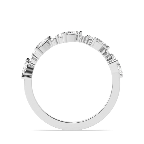 4 Prong Marquise Silver mixed cut Half Eternity Wedding Band