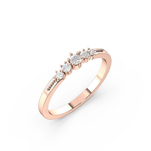 6 Prong Round Rose Gold Petit miligrain Diamond Rings