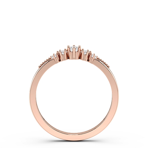 6 Prong Round Rose Gold Petit miligrain Diamond Rings