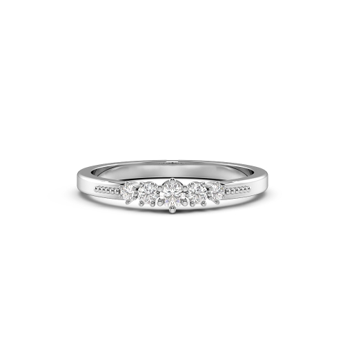 4 Prong Round Petit Miligrain Half Eternity Diamond Ring