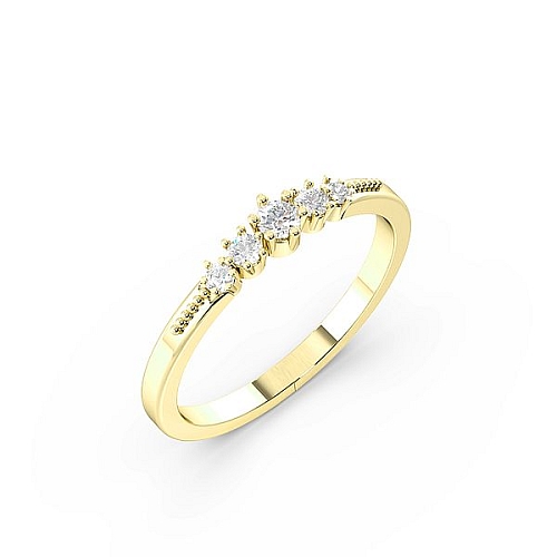 6 Prong Round Yellow Gold Petit miligrain Diamond Rings