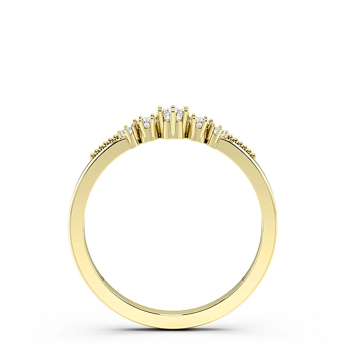 6 Prong Round Yellow Gold Petit miligrain Diamond Rings