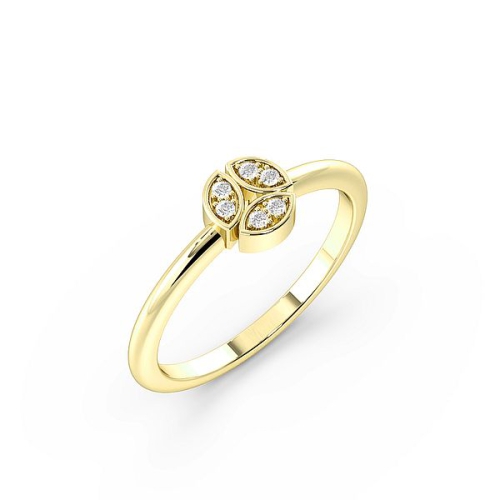 Pave Setting Round Yellow Gold Modern minimalist Cluster Engagement Rings