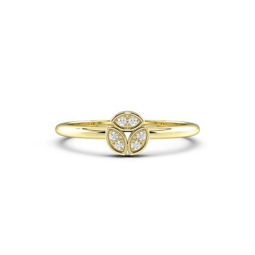 Pave Setting Round Yellow Gold Modern minimalist Cluster Engagement Rings