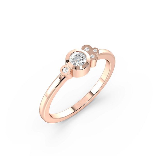 Bezel Setting Round Rose Gold Minimalist Engagement Rings