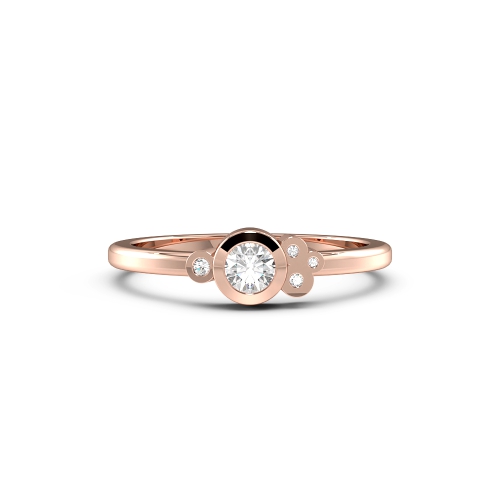 Bezel Setting Round Rose Gold Minimalist Engagement Rings