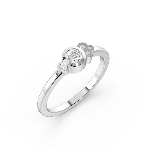 Bezel Setting Round Platinum Minimalist Promise Engagement Rings