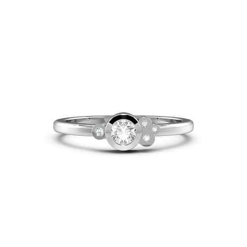Bezel Setting Round Platinum Minimalist Promise Engagement Rings