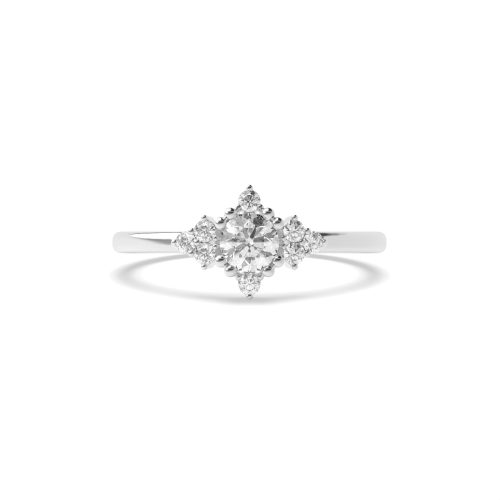 Round 4 Prong Modern Cluster Halo Diamond Engagement Ring