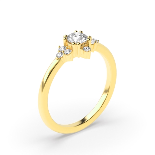 4 Prong Round Yellow Gold Modern Engagement Rings