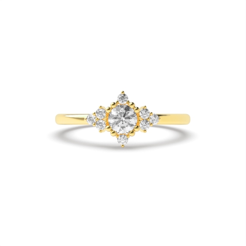 4 Prong Round Yellow Gold Modern Engagement Rings