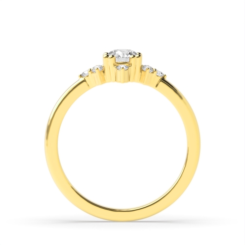4 Prong Round Yellow Gold Modern Engagement Rings