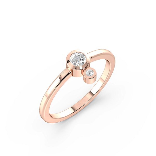Bezel Setting Round Rose Gold Double minimalist Minimalist Engagement Rings