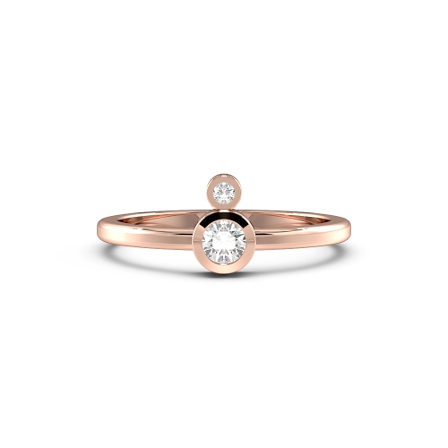 Bezel Setting Round Rose Gold Double minimalist Minimalist Engagement Rings