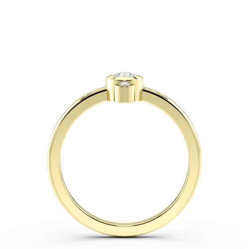 Bezel Setting Round Yellow Gold Double minimalist Engagement Rings