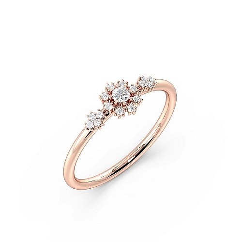 4 Prong Round Rose Gold Delicate flower Engagement Rings