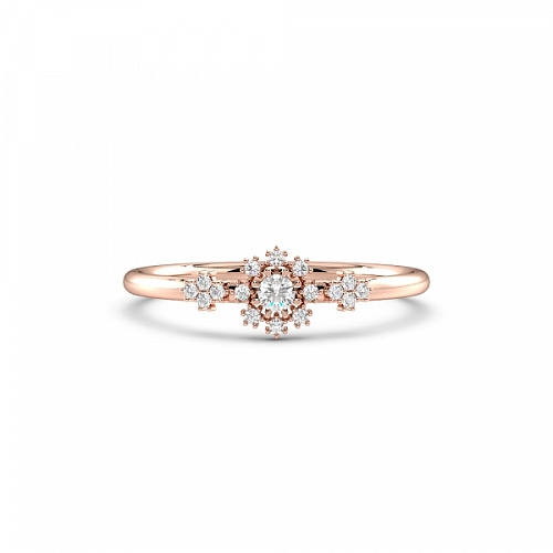 4 Prong Round Rose Gold Delicate flower Engagement Rings